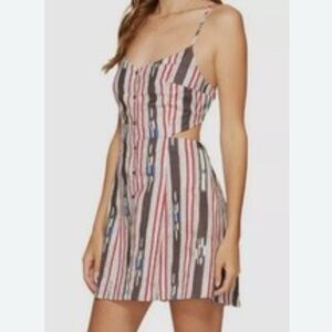 Dolce Vita Linen Backless Striped Mini Dress – XS | Summer Cutout Dress